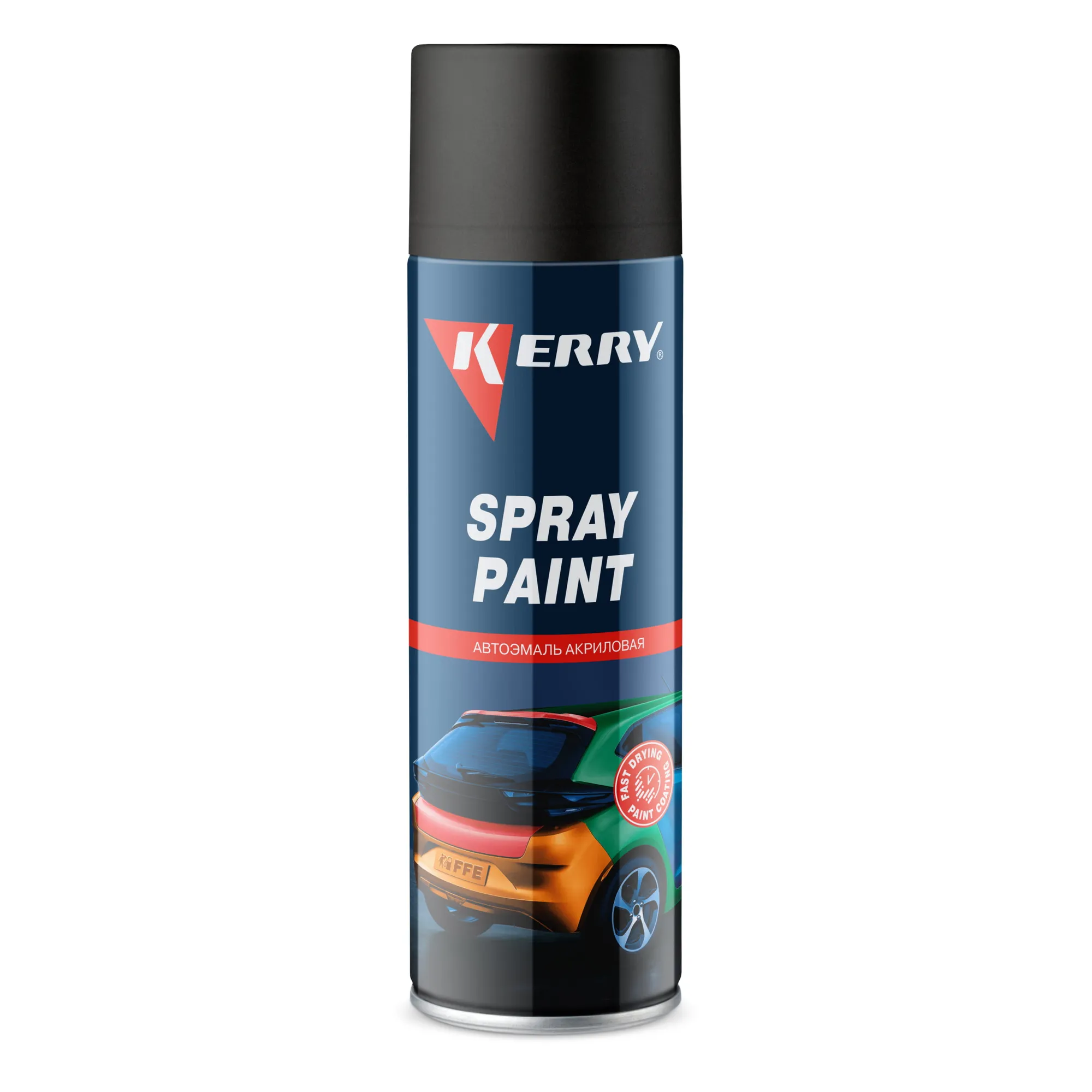 Краска-спрей Черная матовая акриловая (650мл) (KERRY) KERRY KR612