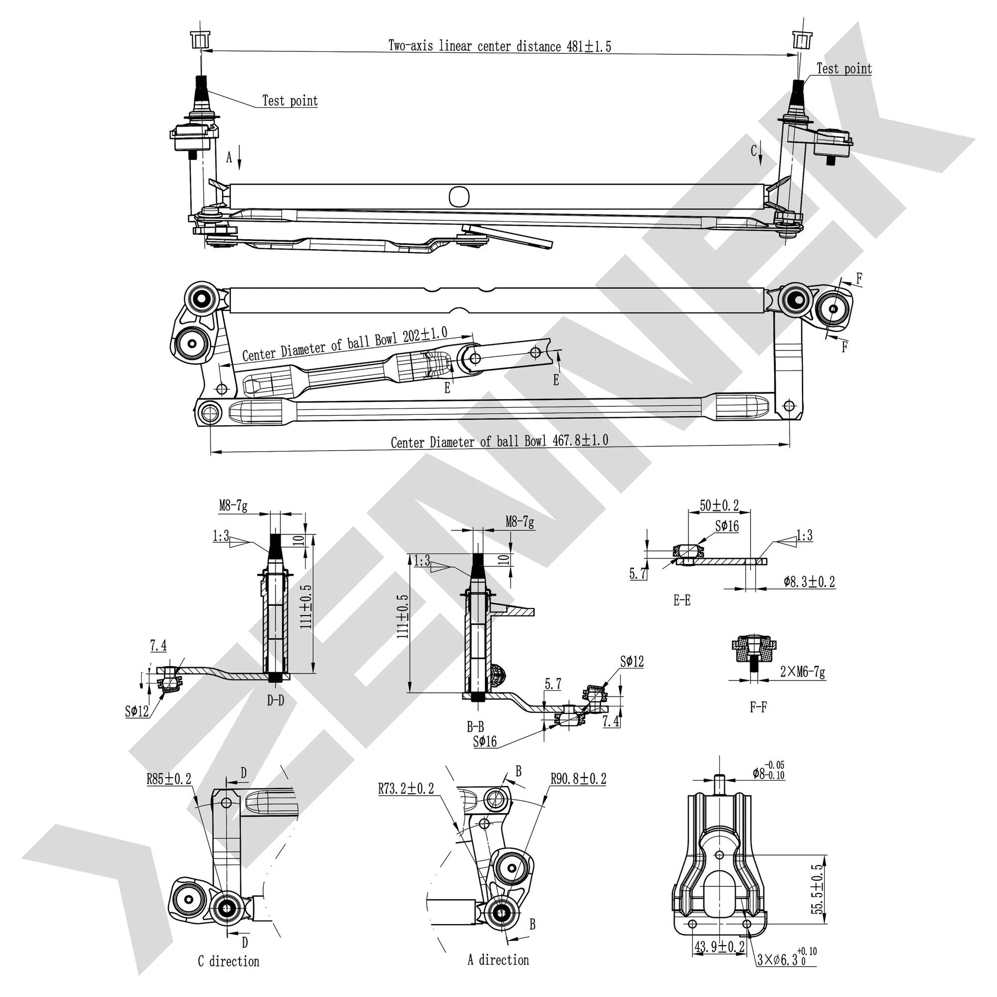 Трапеция стеклоочистителя SKODA OCTAVIA (A5 1Z-) 2004-2013 ZENNEK DWL0009