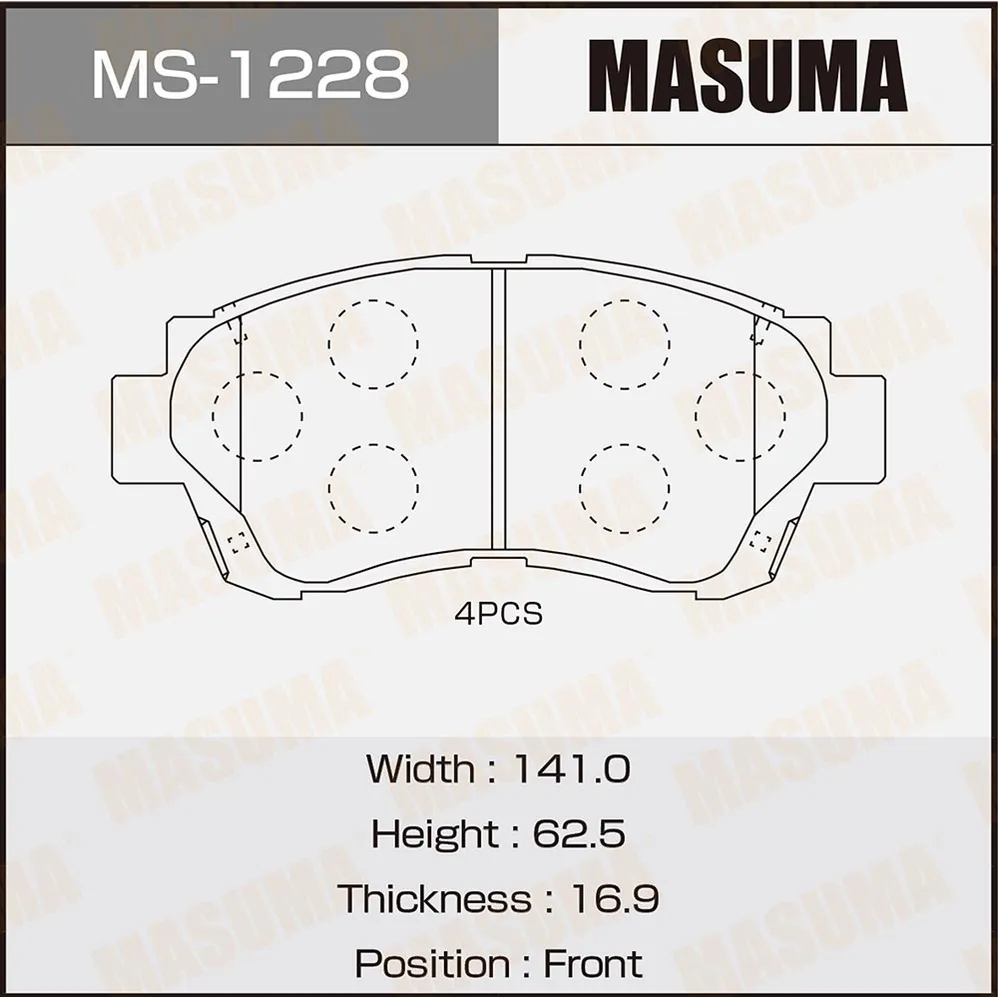 Колодки передние TOYOTA ALTEZZA MASUMA MS-1228