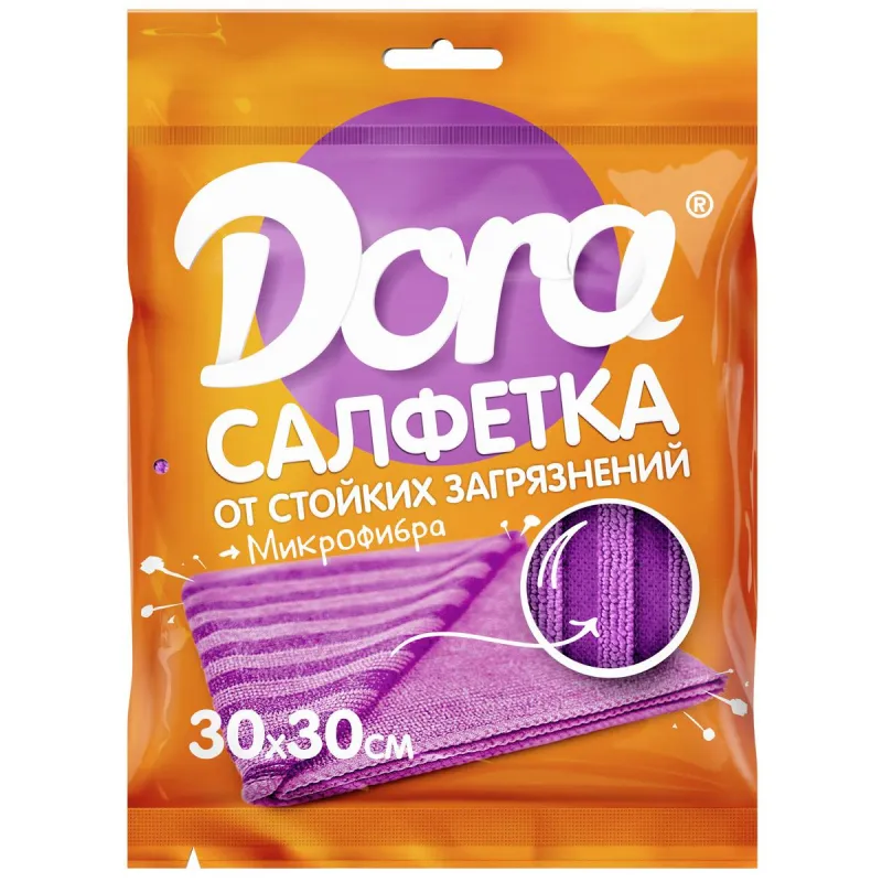 Салфетка хозяйственная от стойких загрязнений Dora 30х30 см микрофибра 1419024