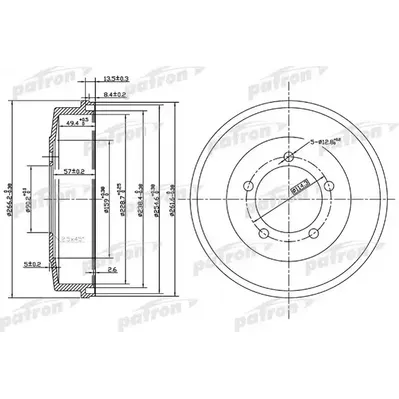 Барабан тормозной задн MITSUBISHI: Galant VI USA 97-03, Eclipse G3/G PATRON PDR1002