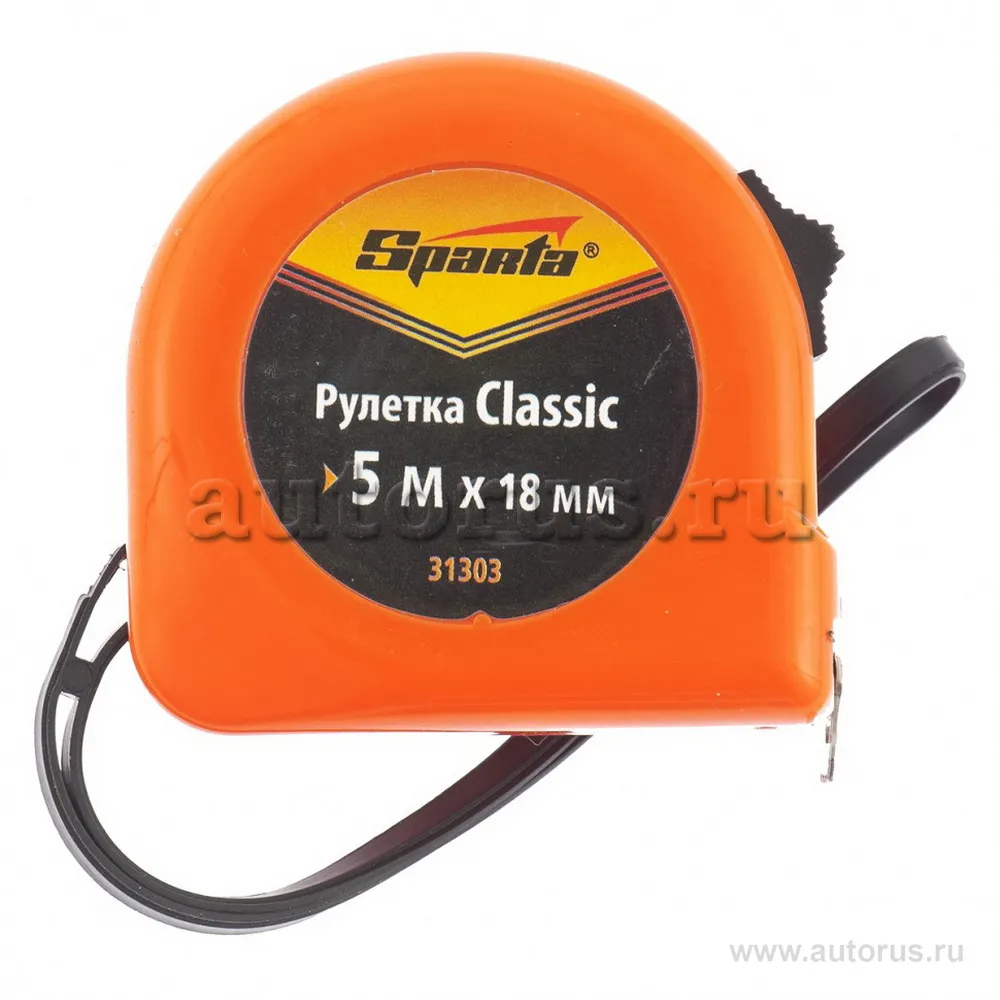 Рулетка Classic, 5 м x18 мм, пластиковый корпус SPARTA 31303