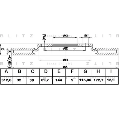 Диск тормозной передний вентилируемый TOYOTA LAND CRUISER 100 98-> BLITZ BS0300