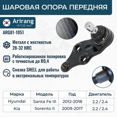 Опора шаровая Kia (Sorento 12-14) ARIRANG ARG81-1051