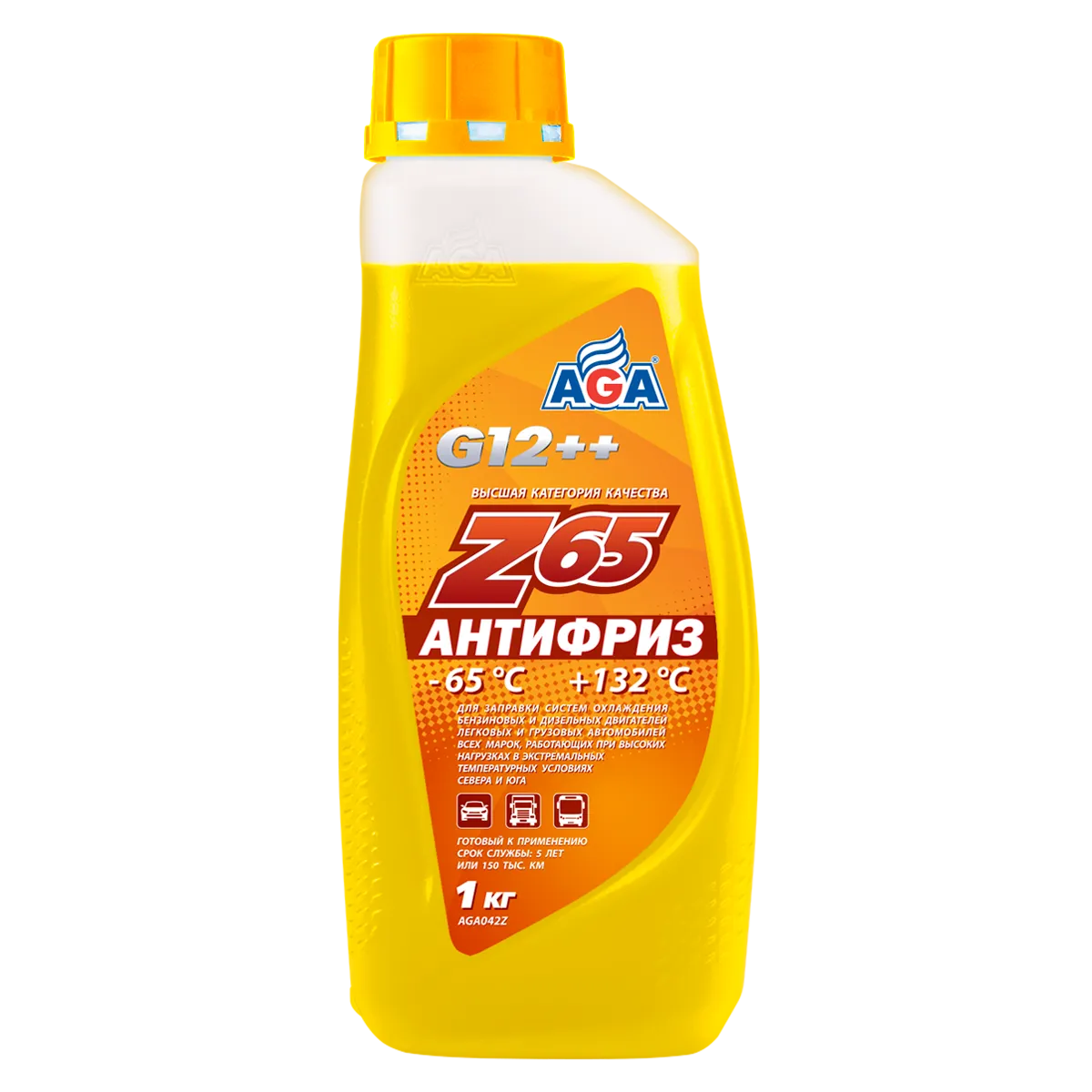 Антифриз AGA Z-65 G12++ готовый -65C желтый 1 кг AGA042Z