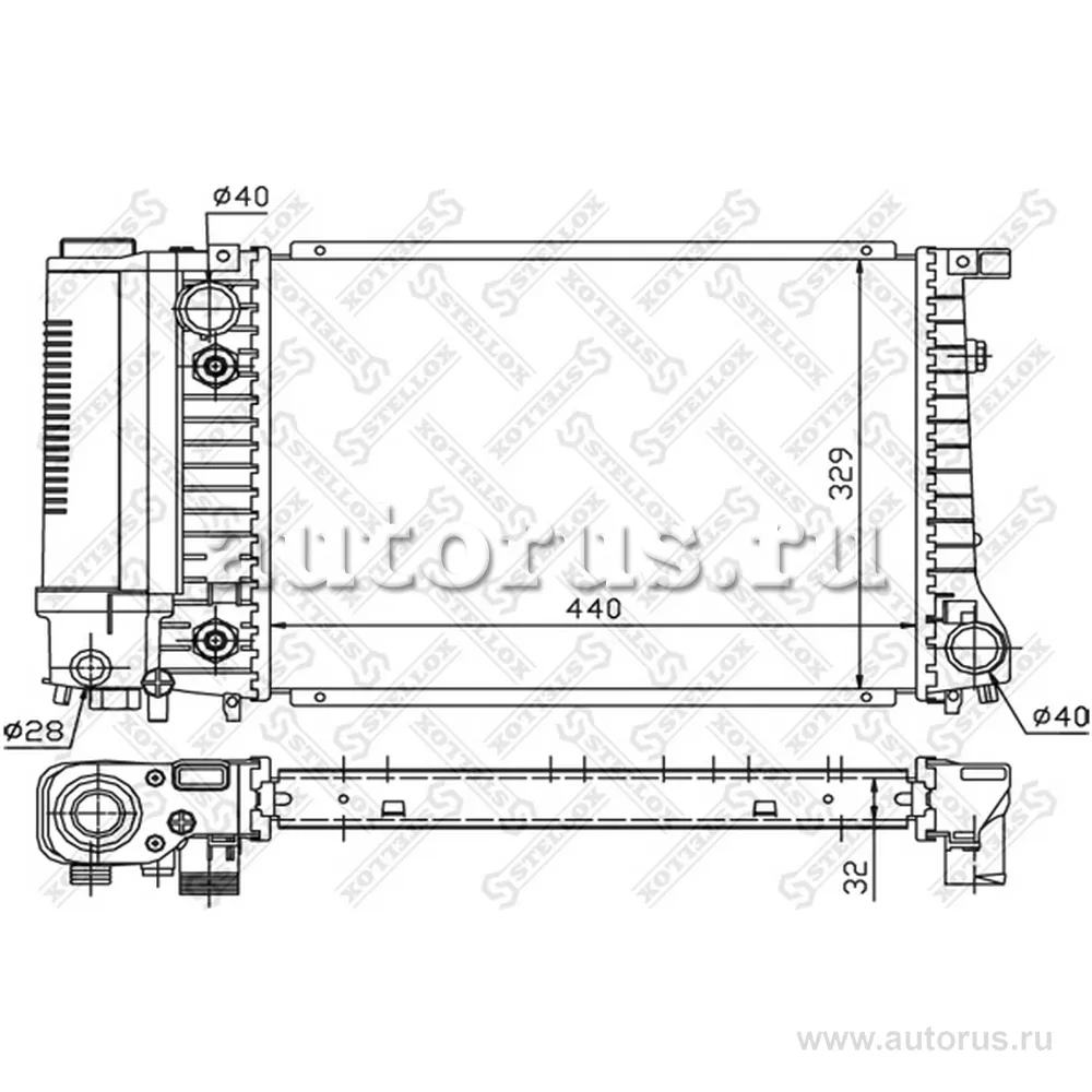 Радиатор системы охлаждения АКПП BMW E30/E34 1.6i-2.5i 88> STELLOX 10-25565-SX