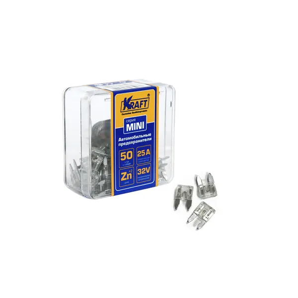 Набор предохранителей 25А (MINI 50шт) пласт.кор. KRAFT KT870014