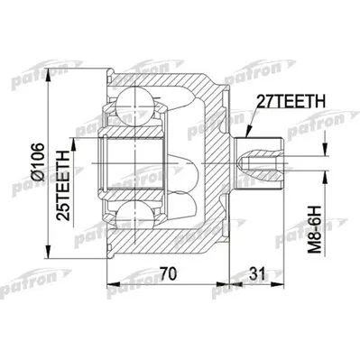 ШРУС внутр к-кт [A:27, B:25, D:106] MERCEDES-BENZ: W201 PATRON PCV2271