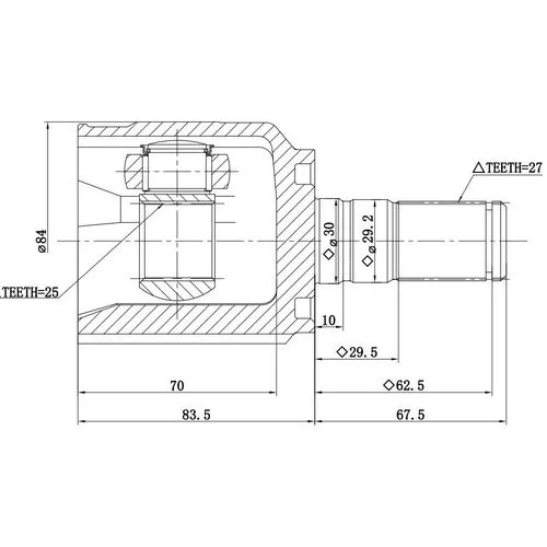 ШРУС ВНУТРЕННИЙ HYUNDAI SONATA YF (10--14), - L ZIKMAR Z87837R