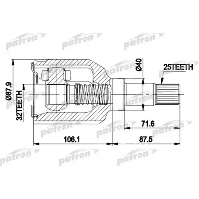 ШРУС внутр лев к-кт 25x40x32 CHRYSLER: VOYAGER 91-95 PATRON PCV9937
