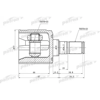 ШРУС внутренний 22x35x25 HYUNDAI GETZ 02-11, ACCENT/VER PATRON PCV1010