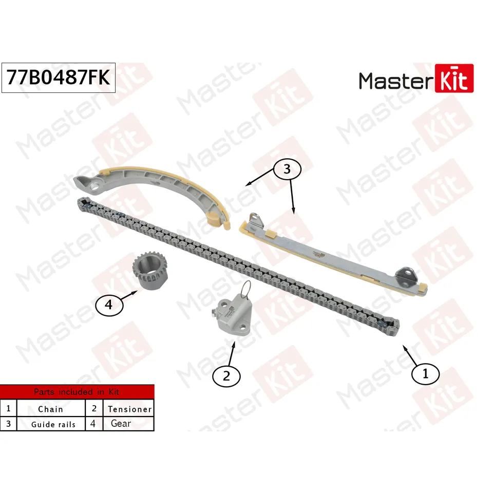 Комплект цепи ГРМ SUZUKI K12B SPLASH/SWIFT ZC2 08-15 MASTERKIT 77B0487FK