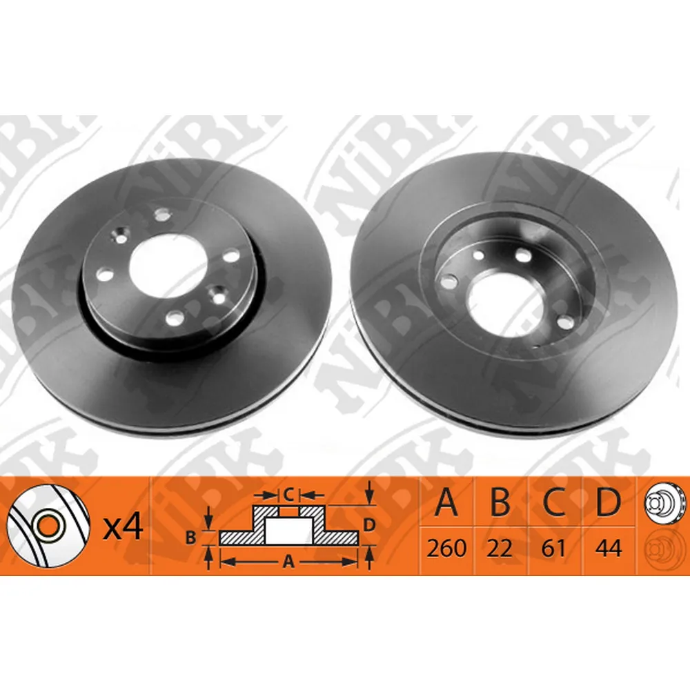 Диск тормозной передний NISSAN/RENAULT/LADA LARGUS +ABS D=260MM NIBK RN1187