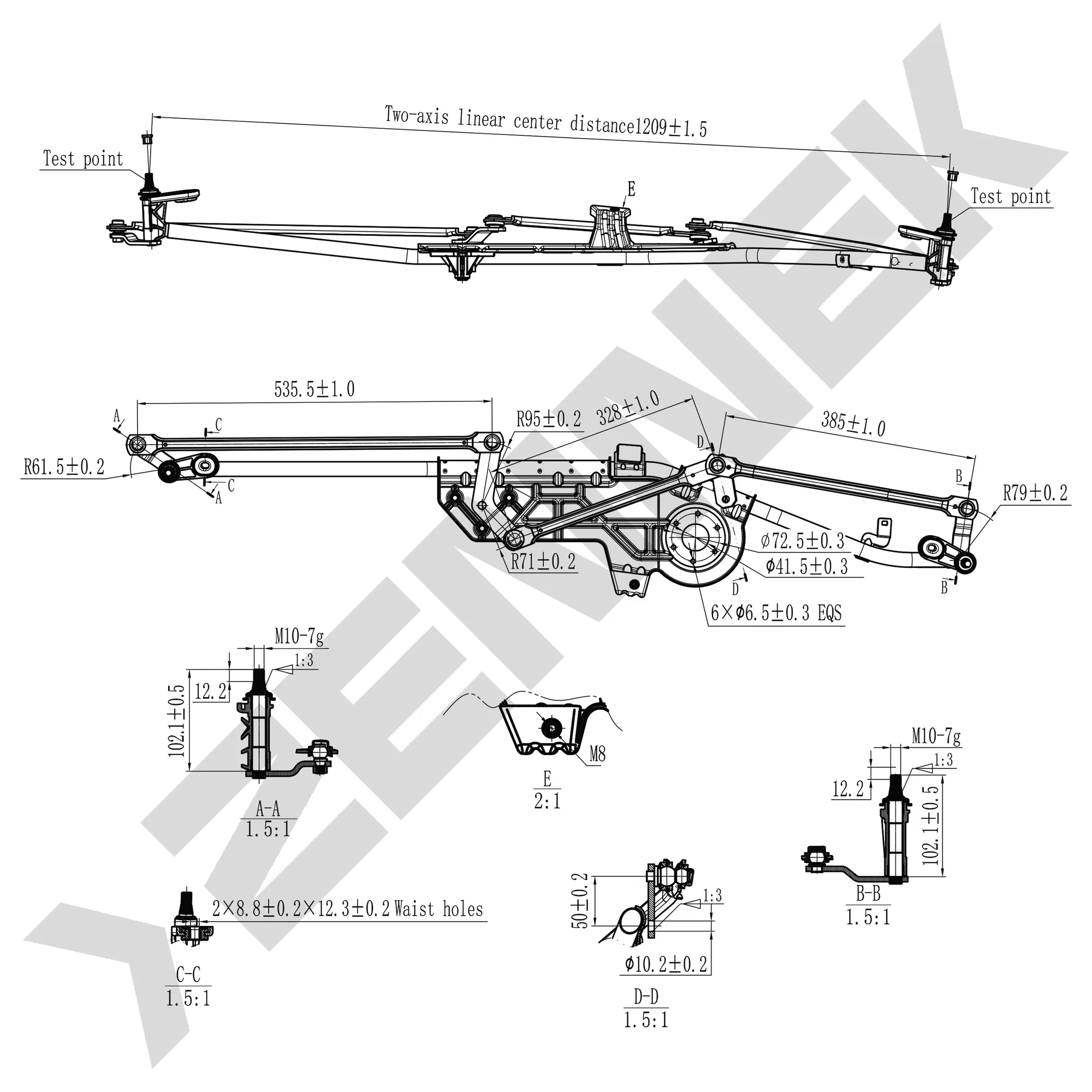 Трапеция стеклоочистителя VW SHARAN 1996-2010 SEAT ALHAMBRA 1996-2010 FORD GALAXY 1995-2006 ZENNEK DWL0014