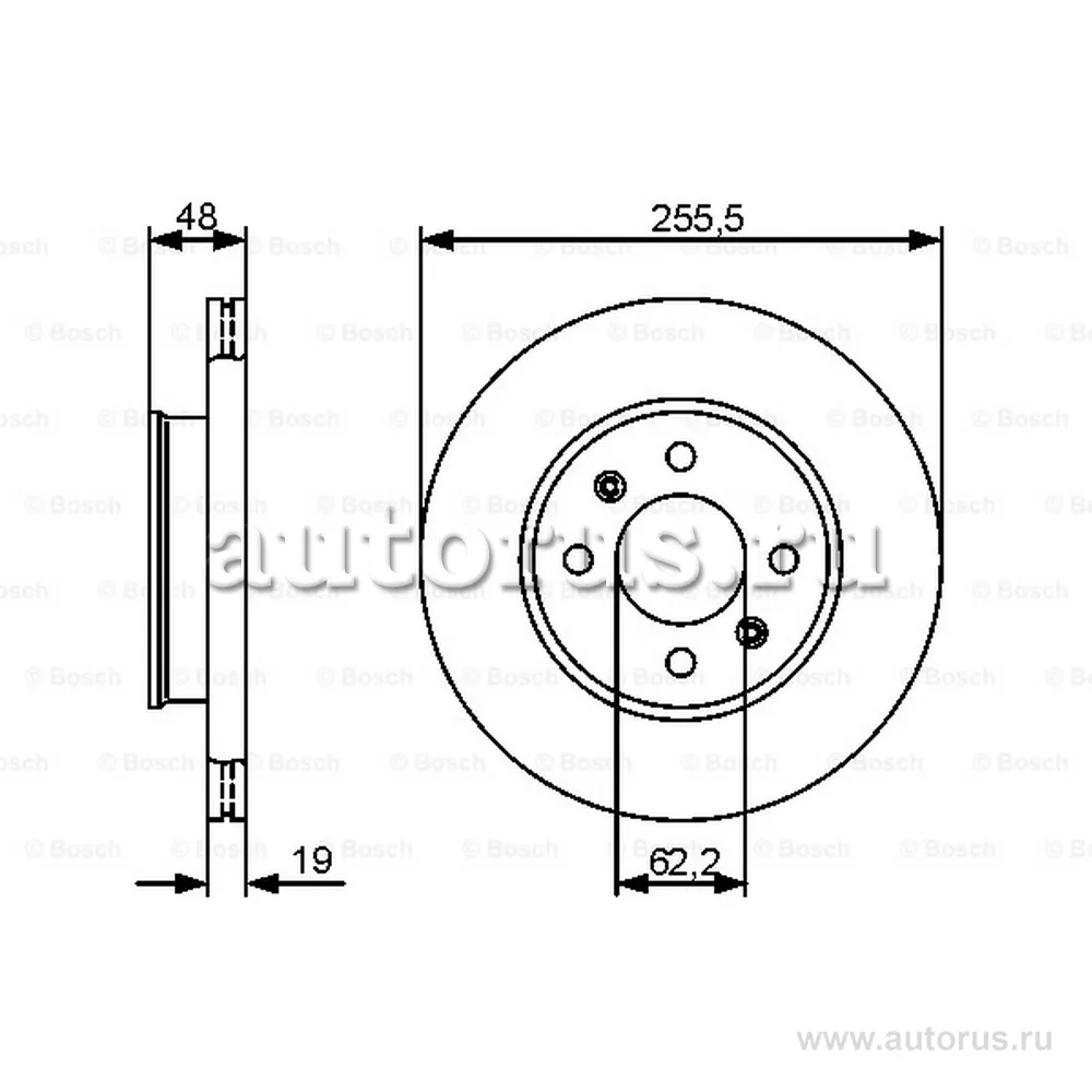 Диск тормозной передний HYUNDAI GETZ 02-10/ABS+/ для диска 14 BOSCH 0 986 479 459