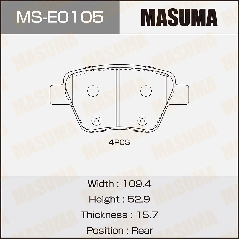Колодки передние AUDI A3 MASUMA MS-E0105