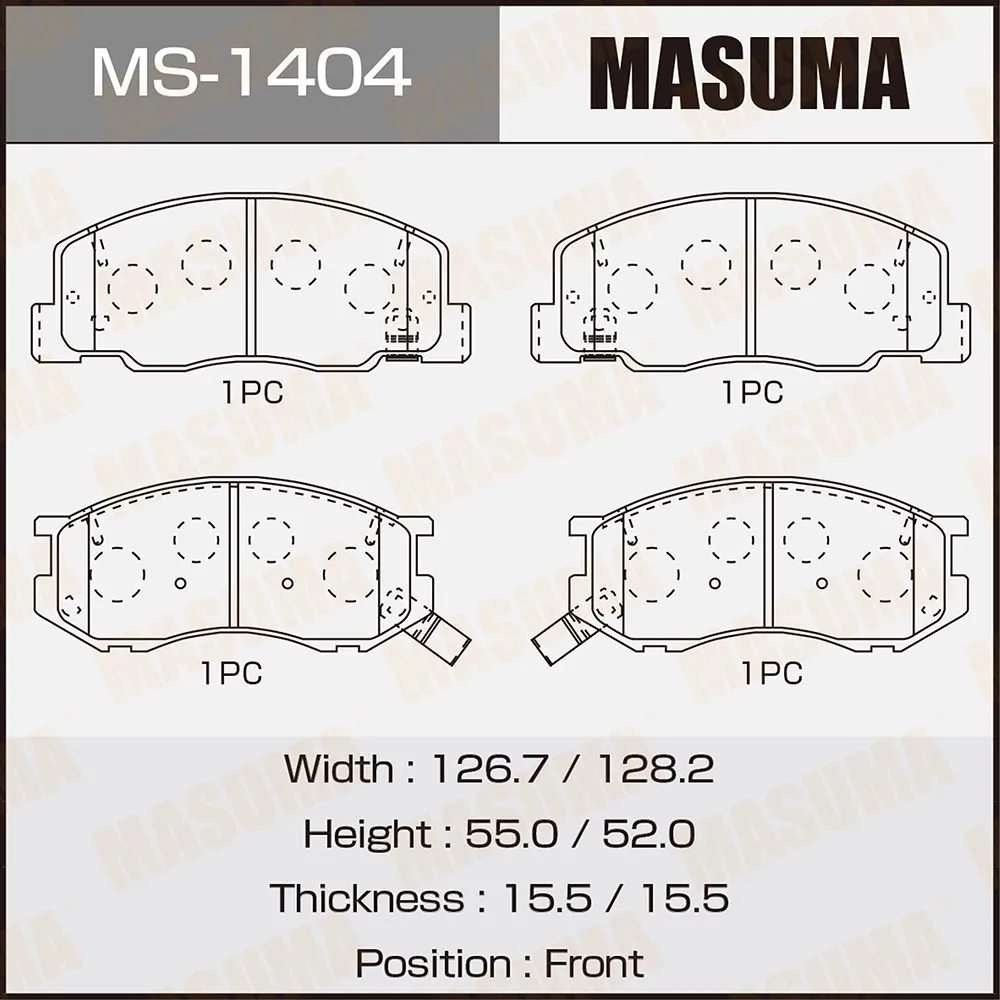 Колодки передние DAIHATSU DELTA VAN MASUMA MS-1404