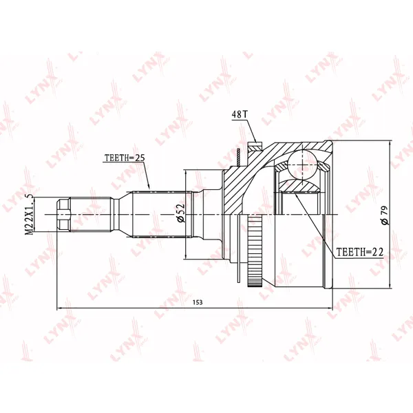 ШРУС наружный HYUNDAI Getz 1.3-1.6 02> LYNXauto CO-3648A