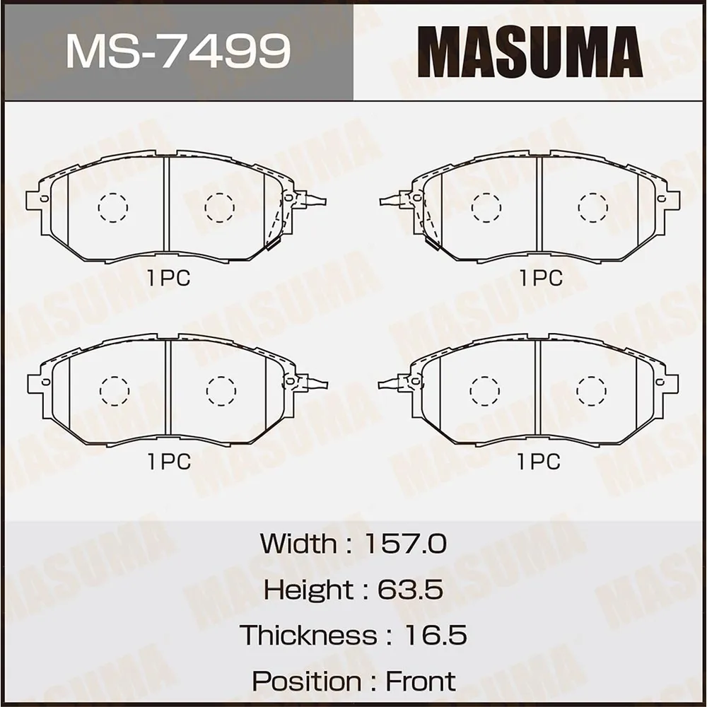 Колодки передние SUBARU FORESTER MASUMA MS-7499