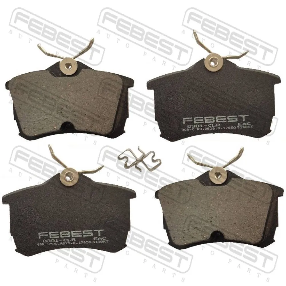 Колодки тормозные задние комплект (с прижимной скобой) FEBEST 0301-CLR