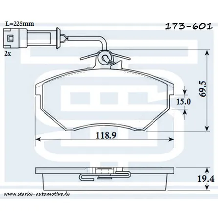 Колодки тормозные перед. AUDI 80 (B3) for quattro / AUDI 100 (C3) с датчиком STARKE 173-601