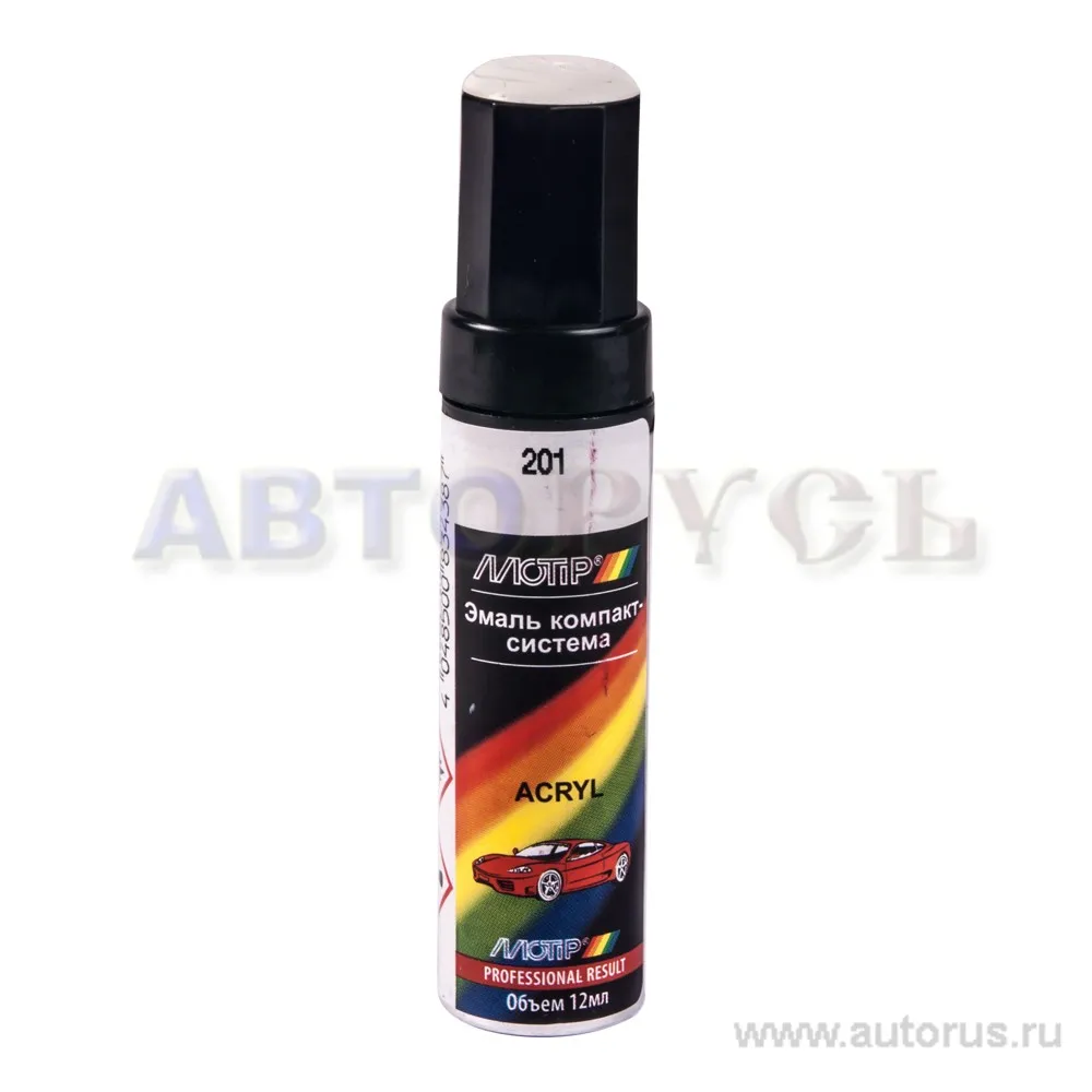 Краска акриловая с кисточкой LADA 201 белая 12 мл. 201 12 ml. Motip 201 12ml