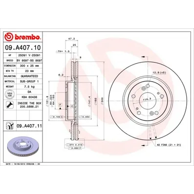 Диск тормозной передний с покрытием HONDA CR-V 2.02.4I2.2CTDI 05-06 BREMBO 09.A407.11