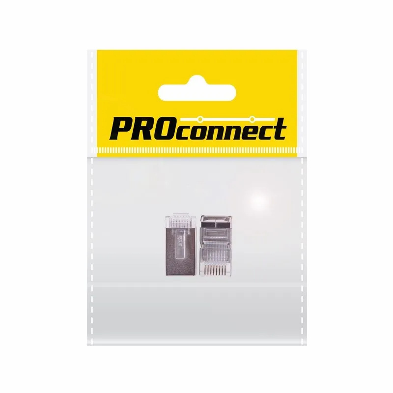 Разъем сетевой LAN на кабель, штекер RJ-45(8P8C) FTP экранированный, пакет, 2шт. PROconnect 05-1023-8