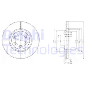 Диск тормозной HYUNDAI TERRACAN 01- передний вент.D303 мм DELPHI BG4133