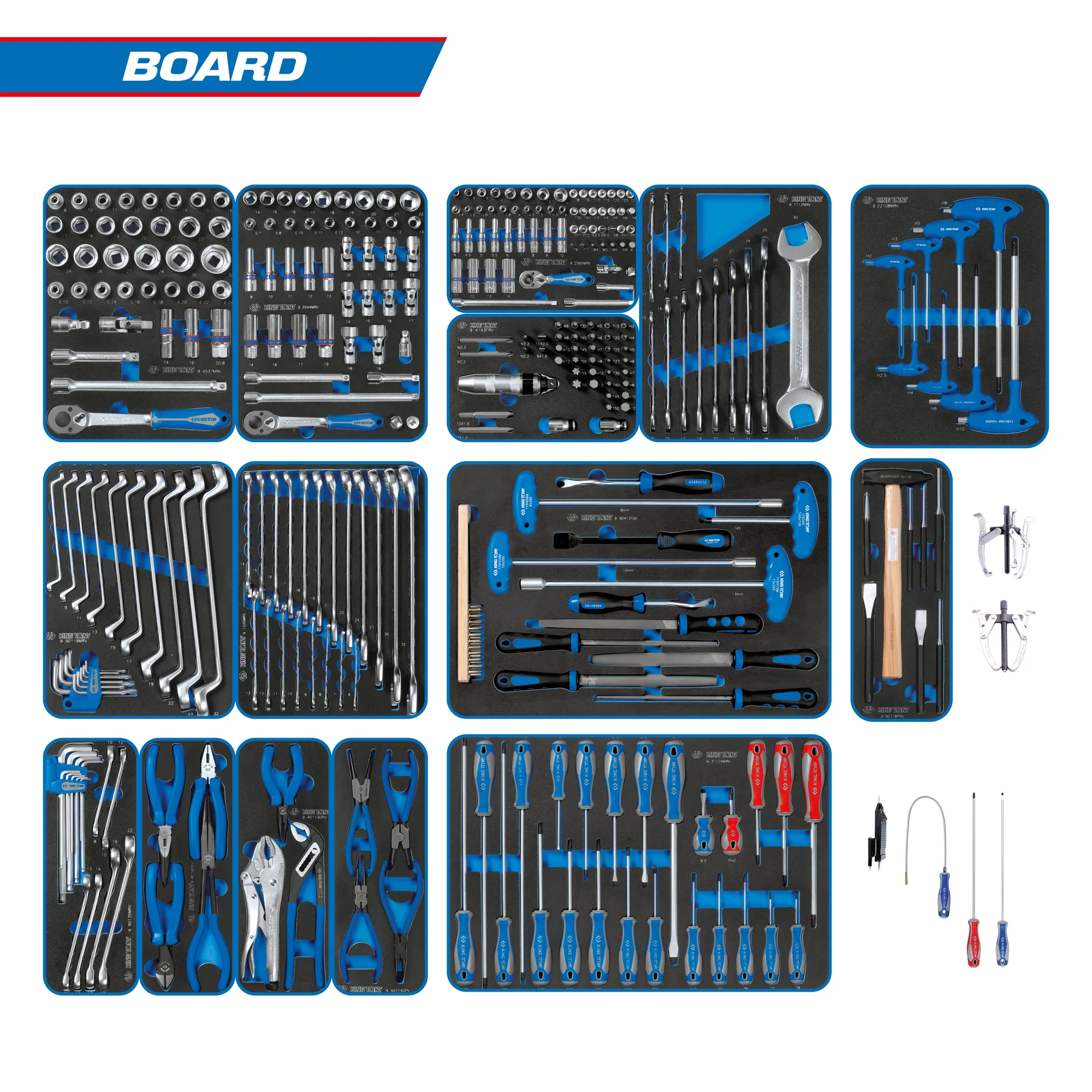 Набор инструментов BOARD для тележки, 15 ложементов, 325 предметов KING TONY 934-325MRVD