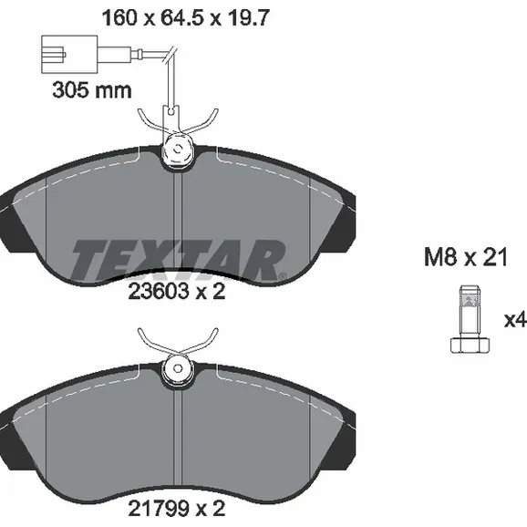 Колодки тормозные дисковые передн CITROEN: JUMPER бортовой 94-02, JUMPER автобус 94-02, JUMPER фурго