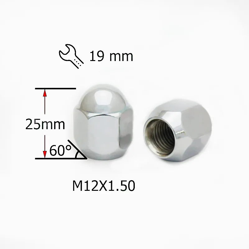 Гайка M12X1,50 25мм Конус,закрытая кл19мм Хром SDS FPA00026CHX