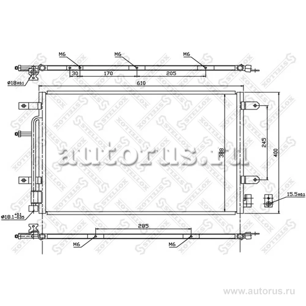Радиатор конд. Audi A4 1.8T-3.2 04> STELLOX 10-45179-SX