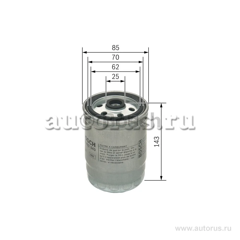 Фильтр топливный SAAB 9-3 04-, 9-5 06-, BOSCH F026402043