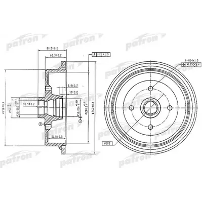 Барабан тормозной задн AUDI: 80 72-76, 80 86-91, 90 86-87, COUPE 80- PATRON PDR1198