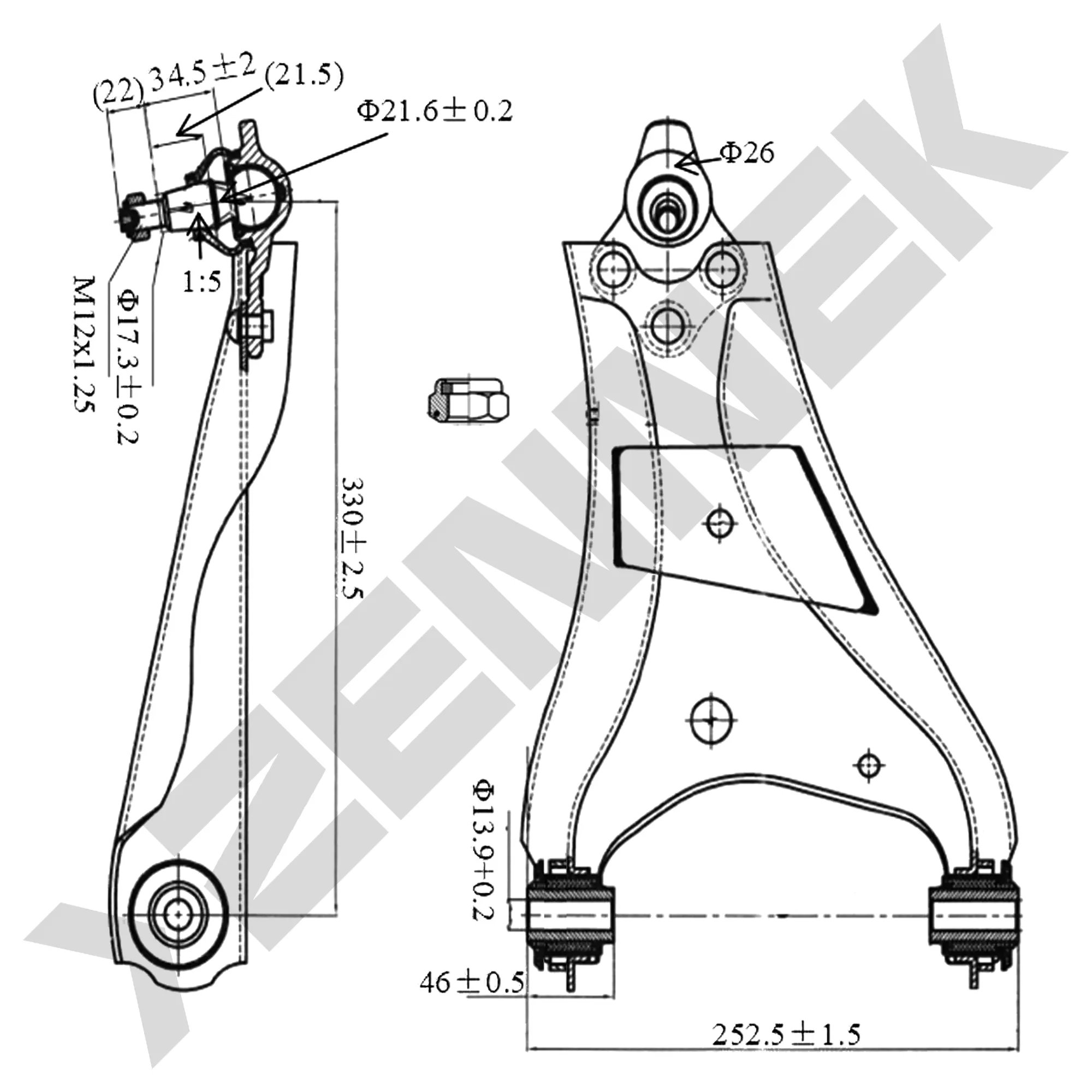 Рычаг передний правый RENAULT DUSTER 10 ZENNEK DCA0180