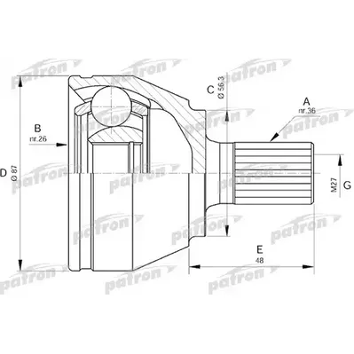 ШРУС наружн к-кт FORD: FOCUS C-MAX 1.6 TDCi 03-07, FOCU PATRON PCV1510