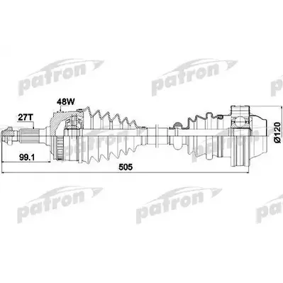 Полуось лев/прав MB: Vito 2.2CDi 99-03 +ABS PATRON PDS0185