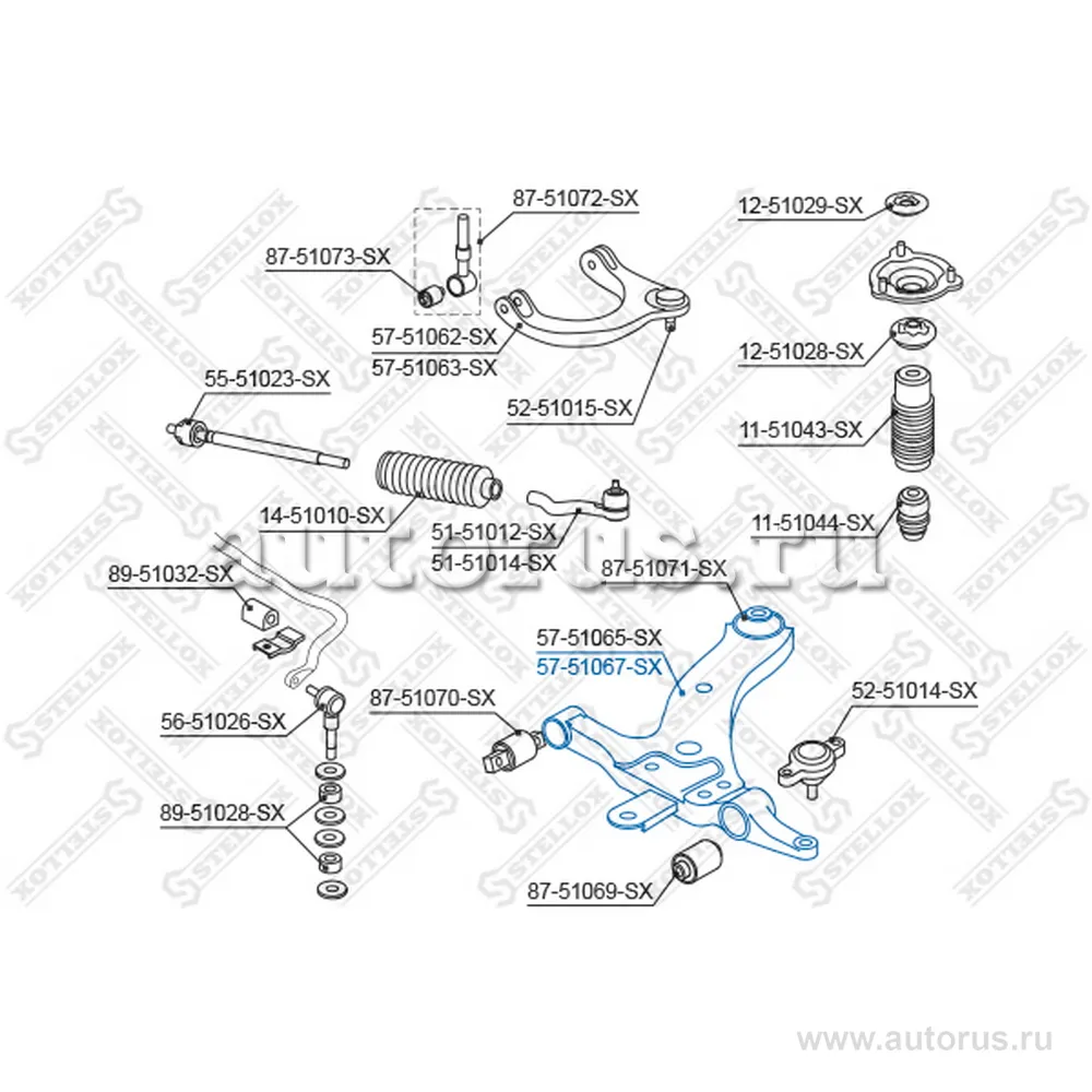 Рычаг нижний правый Hyundai Sonata EF 00-01 STELLOX 57-51067-SX