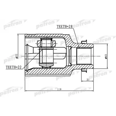 ШРУС внутренний правый 28x43x22 MAZDA 323 BA 94-98, XED PATRON PCV1364