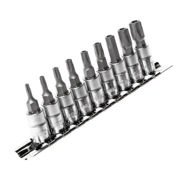 Набор бит 1/4 TORX 5-ти гранных 9 предметов JTC-3303
