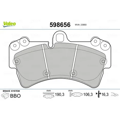 Колодки тормозные передние VALEO 598 656