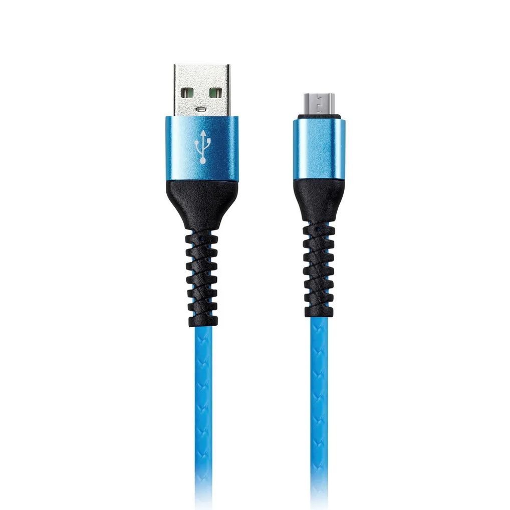 Дата-кабель USB - MICRO USB, спиральный, длина 1,0 м, синий SMARTBUY IK-12SP BLUE