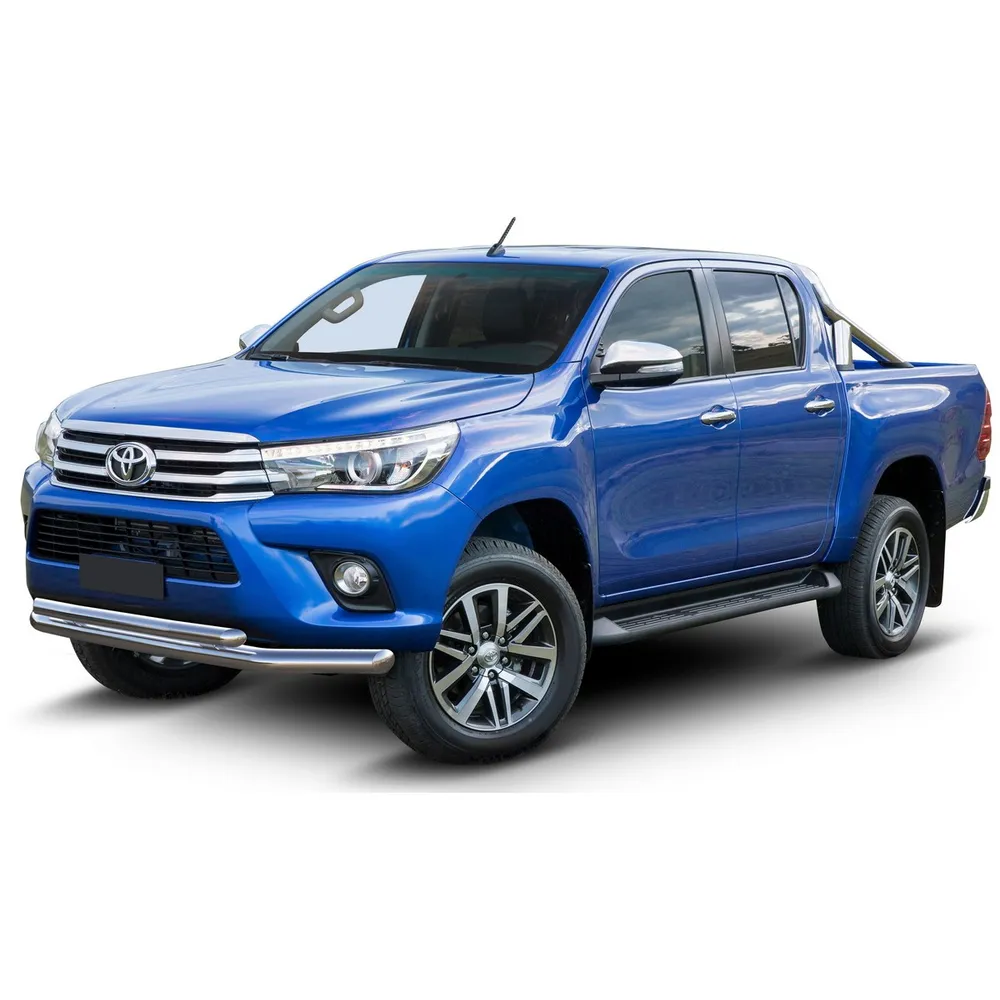 Защита переднего бампера d76+d57 Rival для Toyota Hilux VIII (кроме Exclusive) 2015-н.в., нерж. сталь, R.5716.001