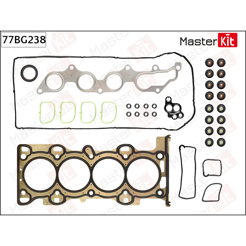 Комплект прокладок верхний комплект с прокладкой ГБЦ MASTERKIT 77BG238