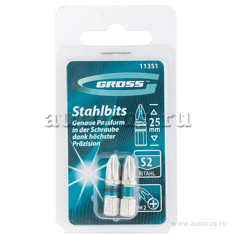 Набор бит PH2x25, сталь S2, 2шт GROSS 11351