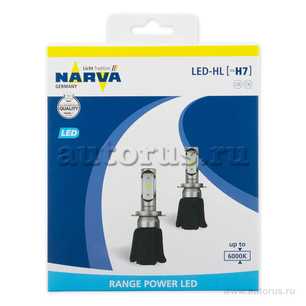 Лампа светодиодная 12V H7 16W 6000K NARVA Range Power LED 2 шт. картон 180053000