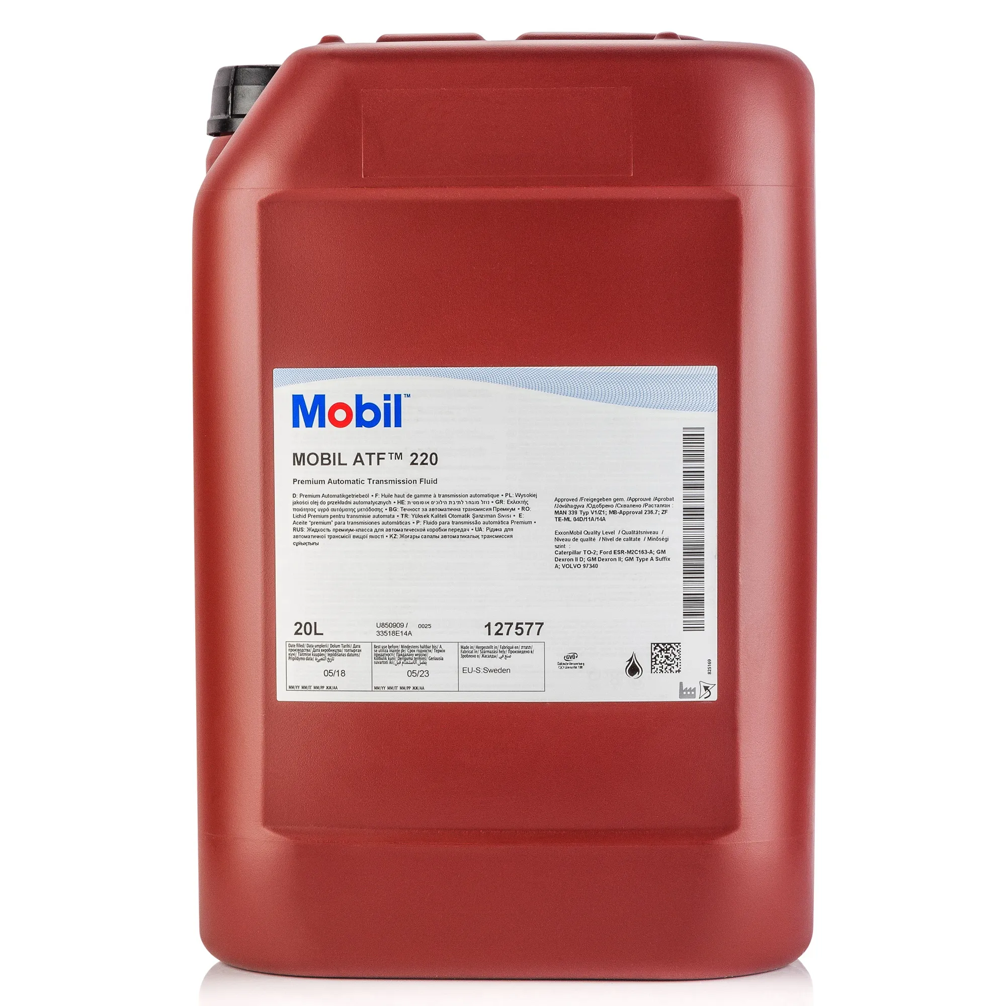 Масло трансмиссионное MOBIL ATF 220 20 л (красн) 127577