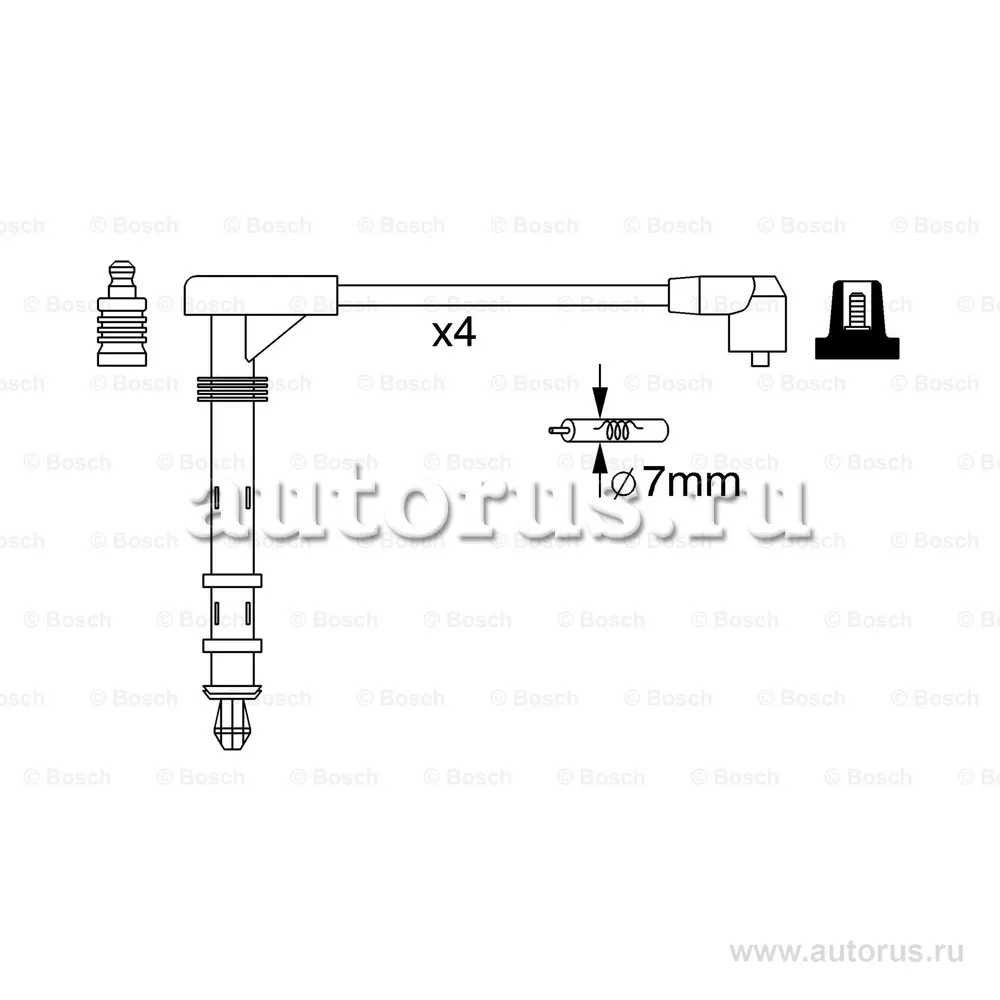 Комплект проводов зажигания FIAT BRAVA 95-02, BRAVO I 95-02, DOBLO 02-, MAREA 96-02, MULTIPLA 99-10, BOSCH 0986357261