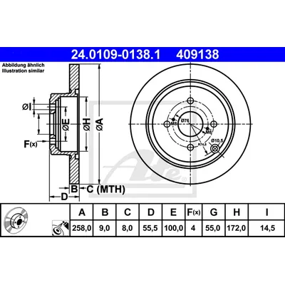 Диск тормозной ATE 24-0109-0138-1
